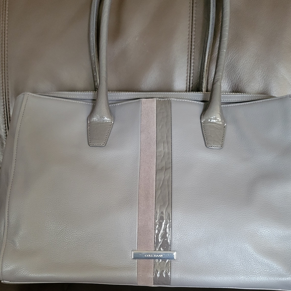 Cole Haan Gray Leather Tote Bag